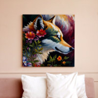 Wolf profiel Bloemenportret kunst