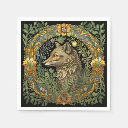 Wolf profiel in  stijl servet (Voorkant)