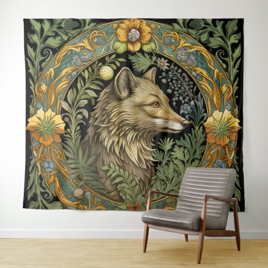Wolf profiel in  stijl wandkleed (In Situ (horizontaal))