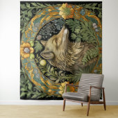 Wolf profiel in  stijl wandkleed (In situ)