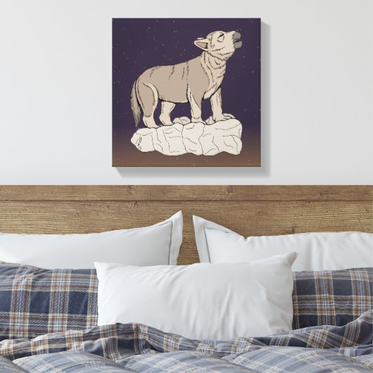 Wolf Pup Howling Canvas Afdruk (Insitu (Slaapkamer))