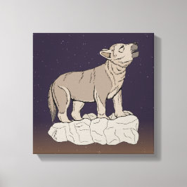 Wolf Pup Howling Canvas Afdruk