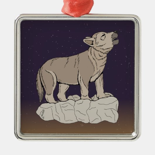 Wolf Pup Howling Metalen Ornament (Voorkant)