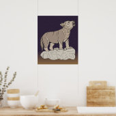 Wolf Pup Howling Poster (Keuken)