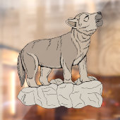 Wolf Pup Howling Raamsticker (Vel 2)