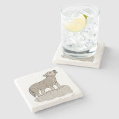 Wolf Pup Howling Stenen Onderzetter (Zijkant)