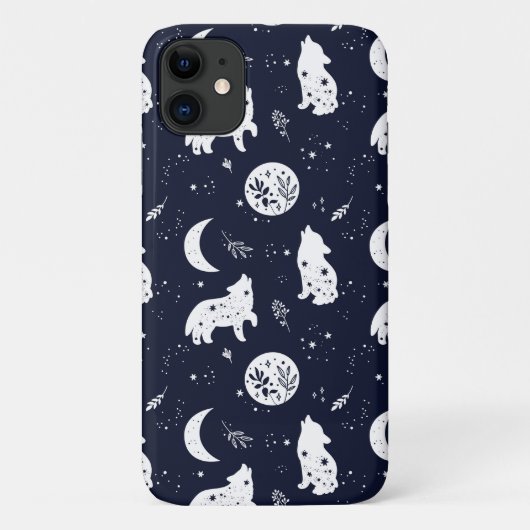 Wolf Pup hurling au coque iphone de la Lune (Dos)