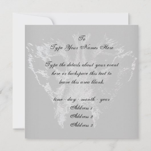 Wolf Pup Uitnodigingen Gepersonaliseerde Husky Wol (Achterkant)