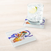 Wolf race herfst glazen onderzetter (Schuin)