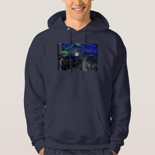 Wolf, Ravens, Totem Pole & Aurora Sweat - shirt à (Devant)