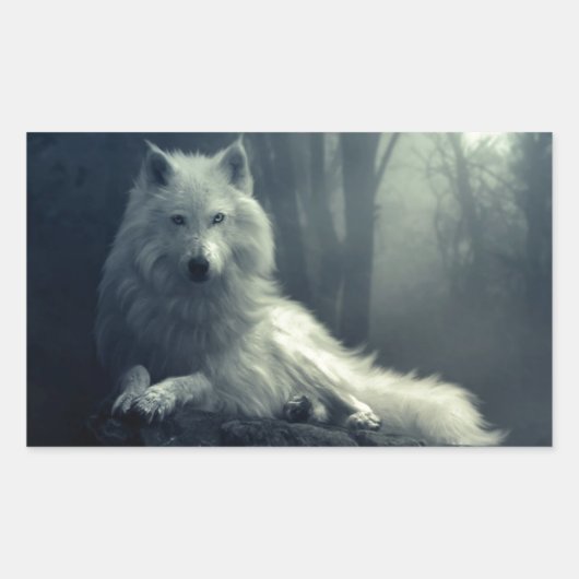 Wolf Rechthoekige Sticker (Voorkant)