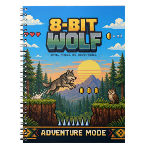 Wolf, Retro 8-Bit Pixelkunst Notitieboek