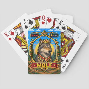 Wolf Retro 8-Bit Pixelkunst Pokerkaarten