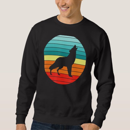 Wolf Retro Sunset Wolven Trui (Voorkant)