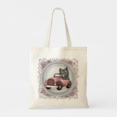 Wolf rijdt auto boodschappentas tote bag (Achterkant)