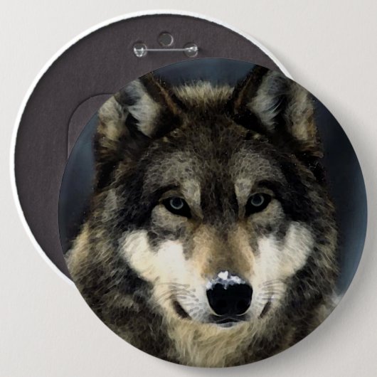 Wolf Ronde Button 6,0 Cm (Voorkant /achterkant)