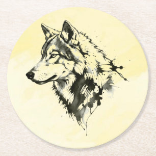 Wolf Ronde Kartonnen Onderzetter