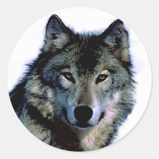 Wolf Ronde Sticker (Voorkant)