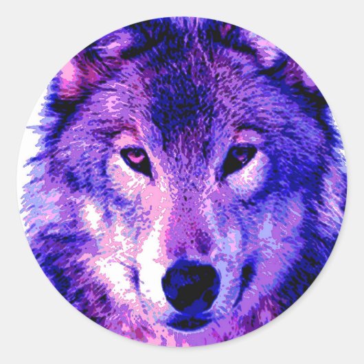 Wolf Ronde Sticker (Voorkant)