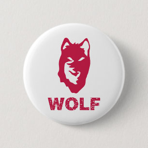 Wolf (rood) ronde button 5,7 cm