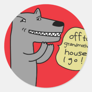 Wolf (rood) ronde sticker