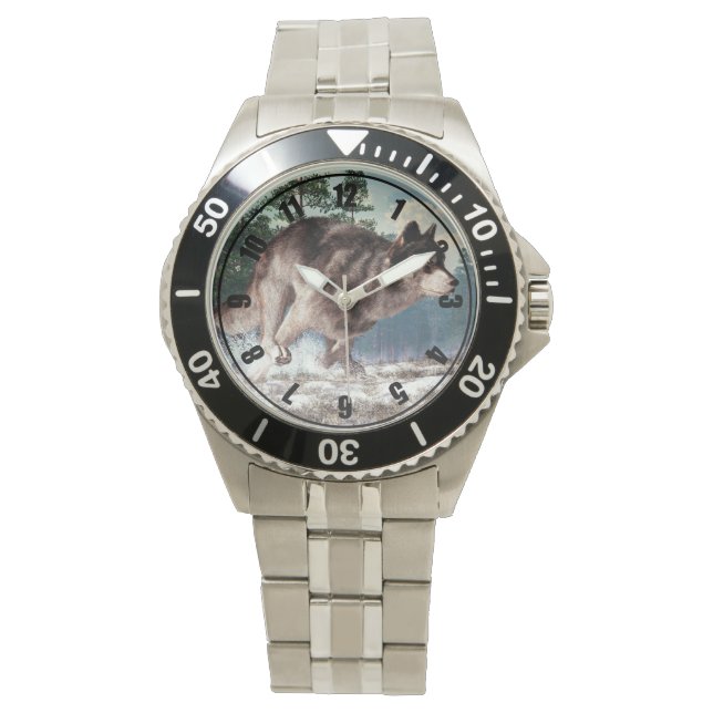 Wolf runnen horloge (Voorkant)