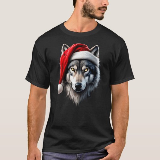 Wolf Santa Christmas Funny New Year Xmas Party Chr T-shirt (Voorkant)