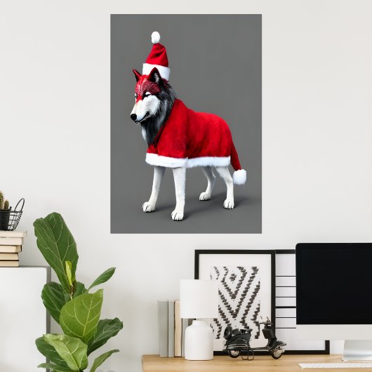 Wolf Santa Claus | AI Art Poster (Bureau à domicile)