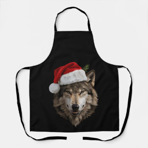 Wolf Santa-hoed portret Kerstboom Xmas Schort
