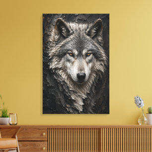 Wolf sculpturale 3D luxe kunst canvasprint Canvas Afdruk