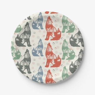 wolf seamless pattern, wolf lover papieren bordje