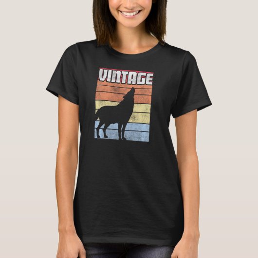 Wolf Shirt Wolven Retro Style  Mountain Ca (Voorkant)