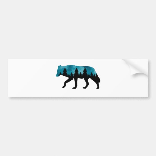 Wolf Silhouet Modern Bumpersticker (Voorkant)