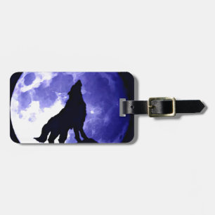 Wolf Silhouette en Full Moon Bagagelabel