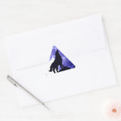 Wolf Silhouette en Full Moon Driehoek Sticker (Envelop)