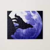 Wolf Silhouette en Full Moon Legpuzzel (Horizontaal)