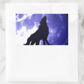Wolf Silhouette en Full Moon Rechthoekige Sticker (Tas)