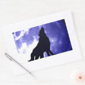 Wolf Silhouette en Full Moon Rechthoekige Sticker (Envelop)