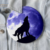 Wolf Silhouette en Full Moon Ronde Button 6,0 Cm (In situ)
