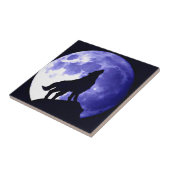 Wolf Silhouette en Full Moon Tegeltje (Zijkant)