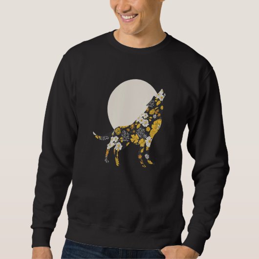 Wolf Silhouette Flower Pattern Dog   Friends Trui (Voorkant)
