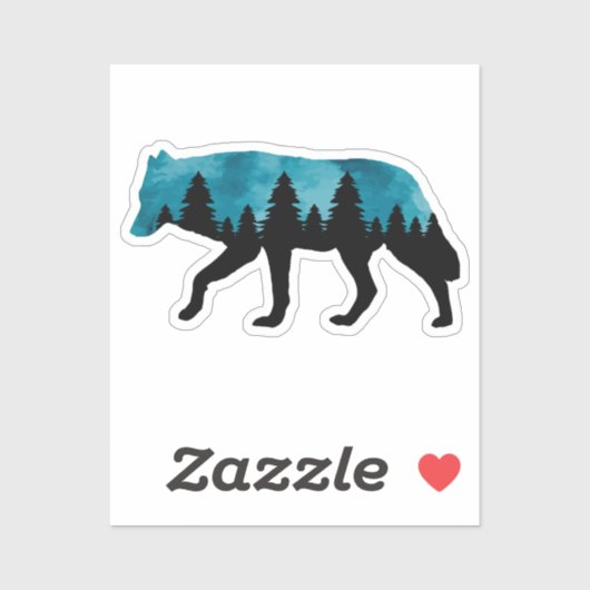 Wolf Silhouette Modern Sticker (Vel)