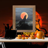 Wolf Silhouette Schilderij van Alfred Fox Canvas Afdruk