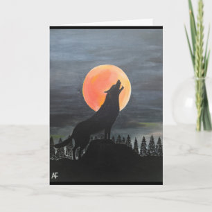 Wolf Silhouette Schilderij van Alfred Fox Kaart
