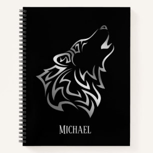 Wolf Silver Black Monogram Notitieboek