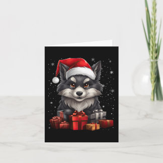 Wolf Sinterklaas Pet Kerstsneeuw Kerstmis Pyjama P Kaart