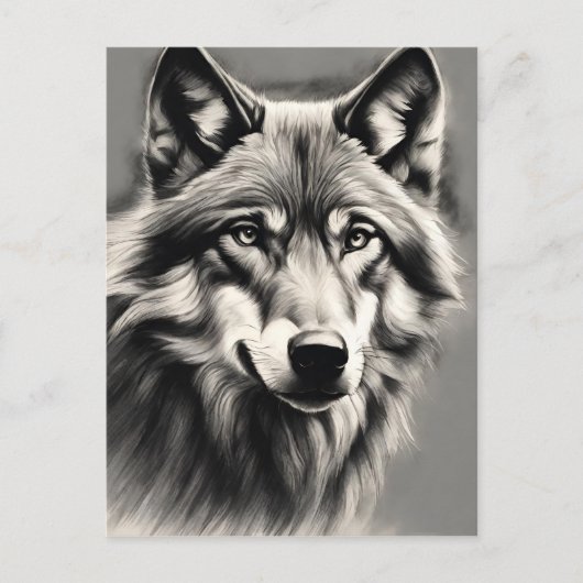 Wolf Sketch Briefkaart (Voorkant)
