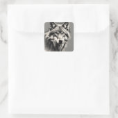 Wolf Sketch Vierkante Sticker (Tas)