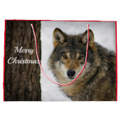 Wolf Snow-kerstfoto Groot Cadeauzakje (Achterkant)