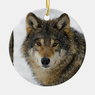 Wolf Snow Tree Photo Keramisch Ornament